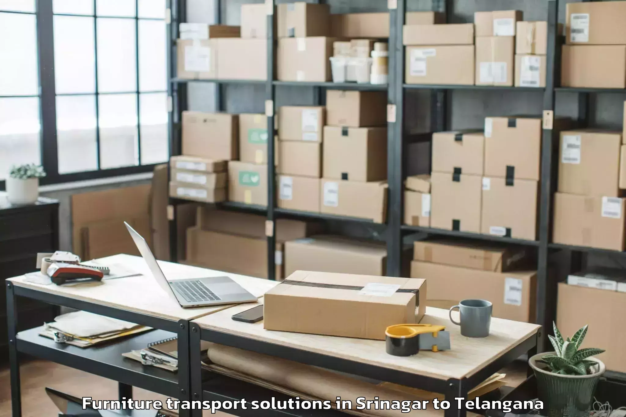 Affordable Srinagar to Velpur Furniture Transport Solutions